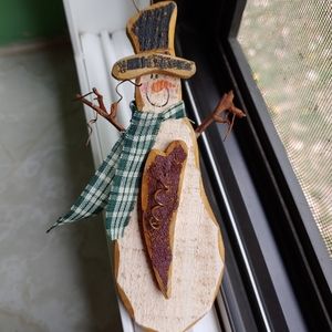 Winter Christmas Wooden Snowman Decor Ornament